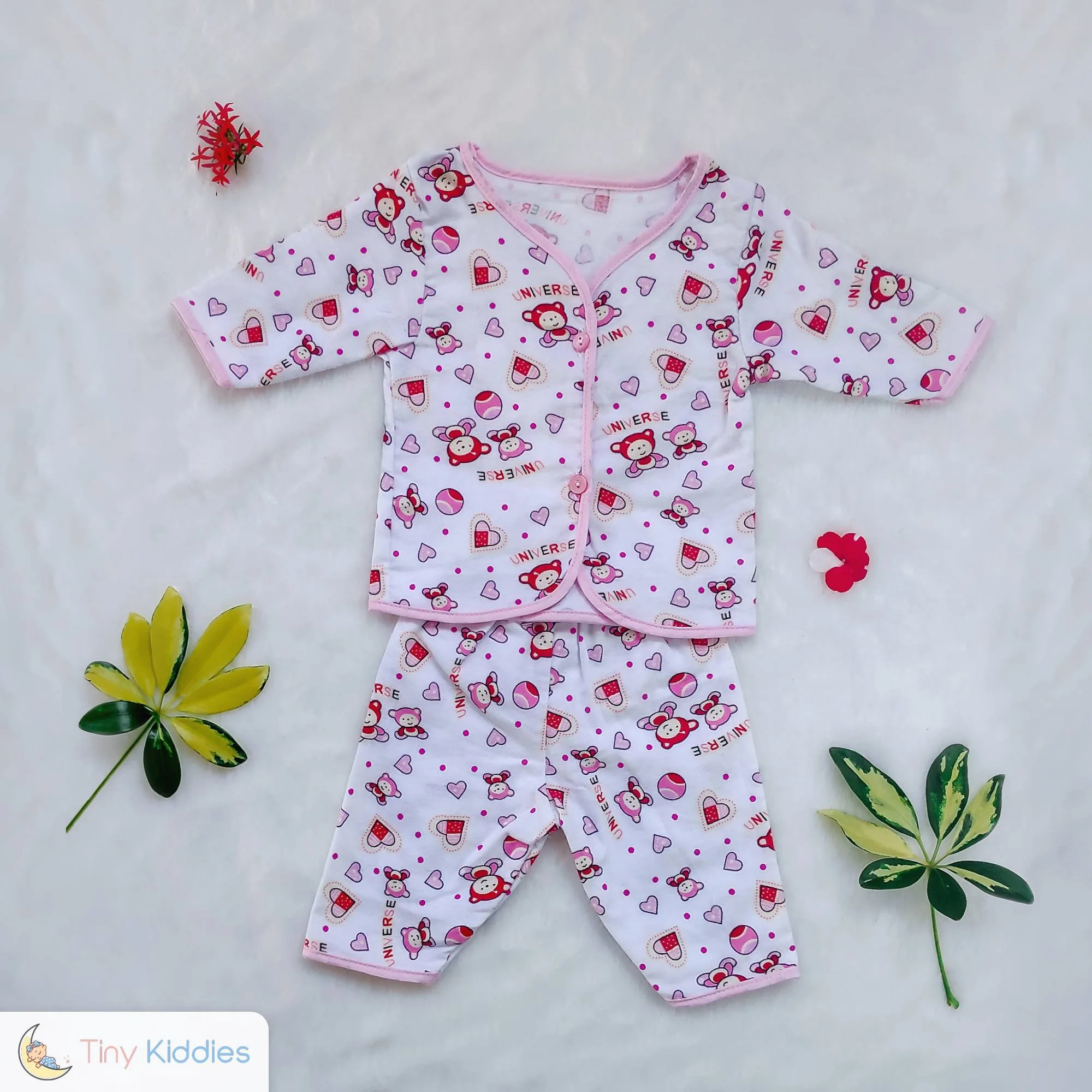 Newborn Baby Flannel Kit - white pink - Tiny Kiddies - Sri Lanka