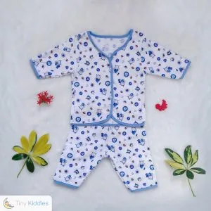 Newborn Baby Flannel Kit - white blue - Tiny Kiddies - Sri Lanka