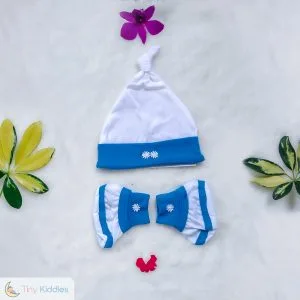 Newborn Baby Jersey Socks & Cap - blue - Tiny Kiddies - Sri Lanka