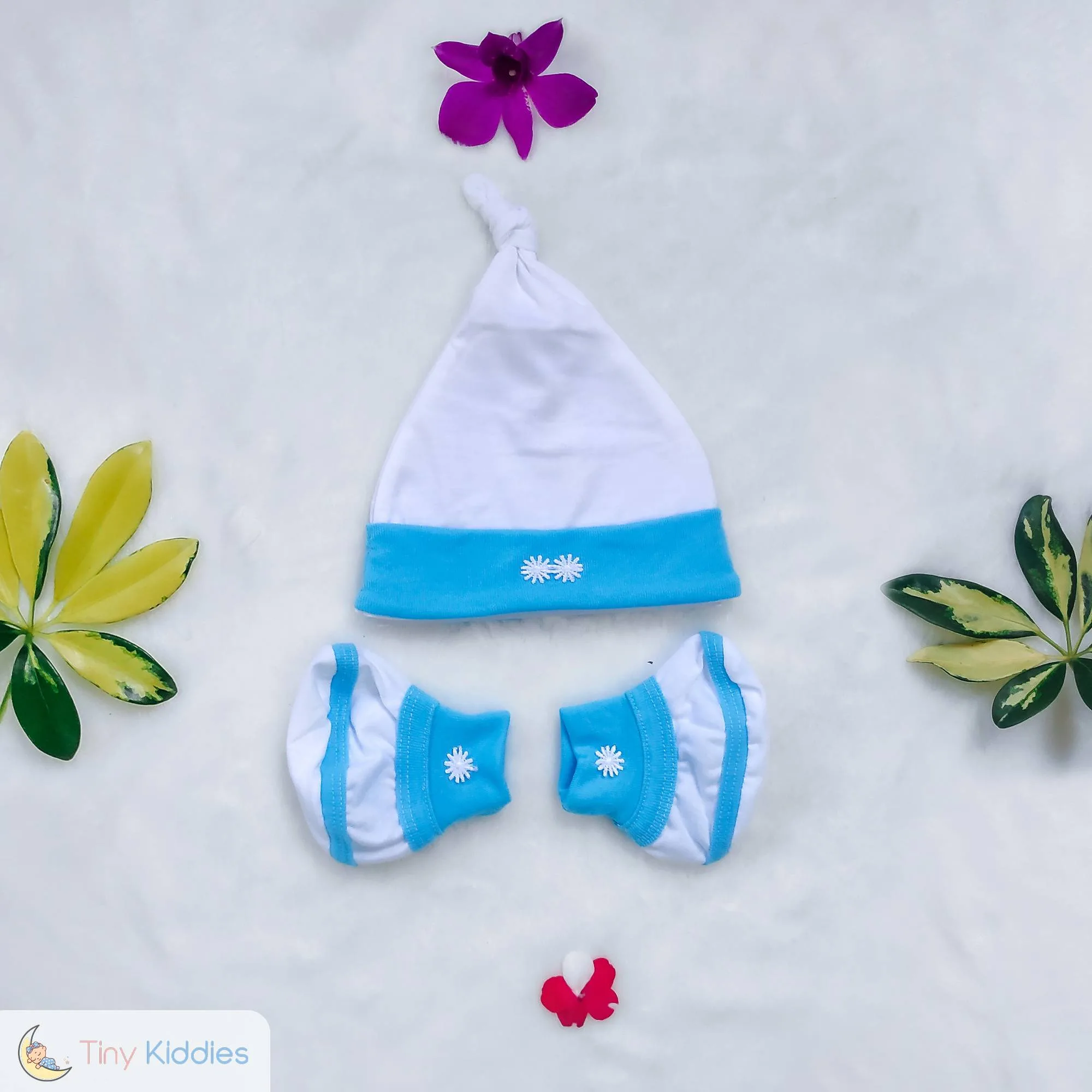 Newborn Baby Jersey Socks & Cap -blue - Tiny Kiddies - Sri Lanka