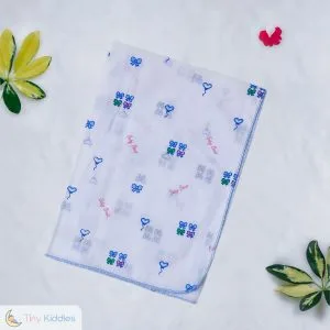 Newborn Baby Nappy Printed - blue - Tiny Kiddies - Sri Lanka